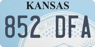 KS license plate 852DFA