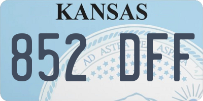 KS license plate 852DFF