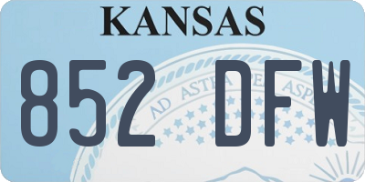 KS license plate 852DFW