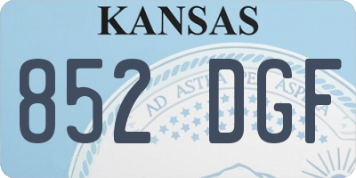 KS license plate 852DGF
