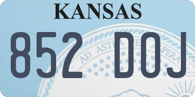 KS license plate 852DOJ
