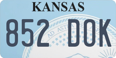 KS license plate 852DOK