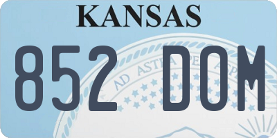 KS license plate 852DOM