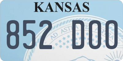 KS license plate 852DOO