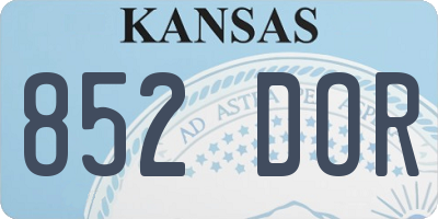 KS license plate 852DOR
