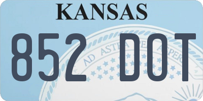 KS license plate 852DOT
