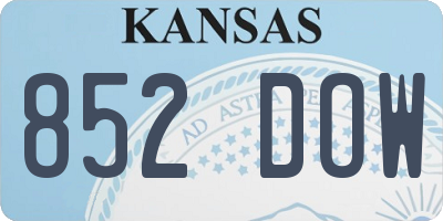 KS license plate 852DOW