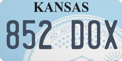 KS license plate 852DOX