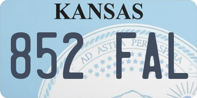 KS license plate 852FAL