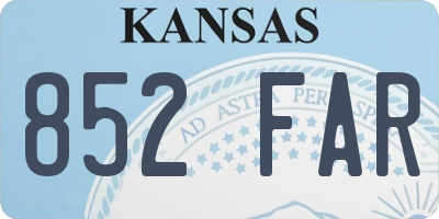 KS license plate 852FAR