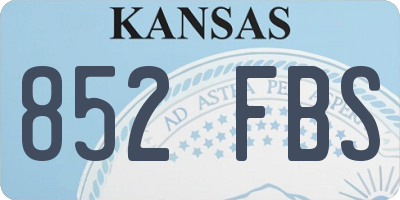 KS license plate 852FBS