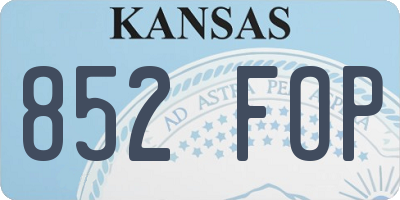 KS license plate 852FOP
