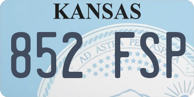 KS license plate 852FSP
