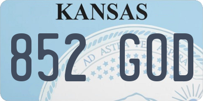 KS license plate 852GOD