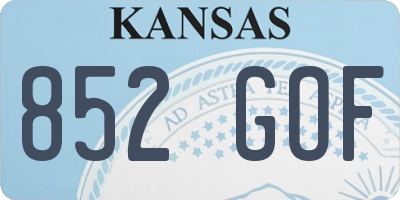 KS license plate 852GOF