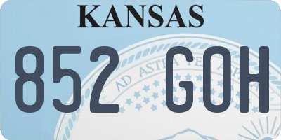 KS license plate 852GOH