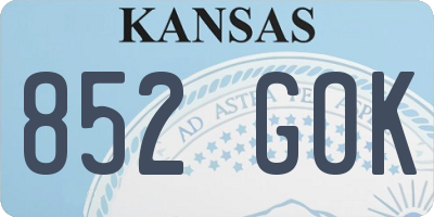 KS license plate 852GOK