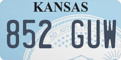 KS license plate 852GUW