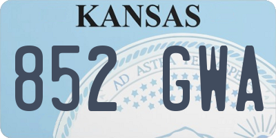 KS license plate 852GWA