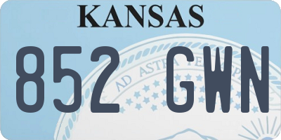 KS license plate 852GWN