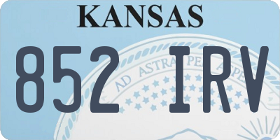 KS license plate 852IRV