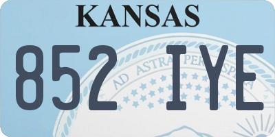 KS license plate 852IYE