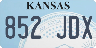 KS license plate 852JDX