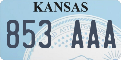 KS license plate 853AAA