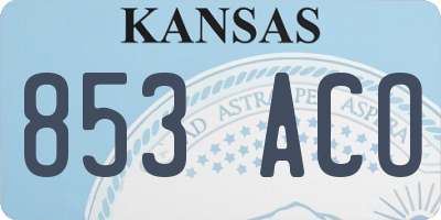 KS license plate 853ACO