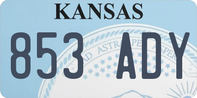 KS license plate 853ADY