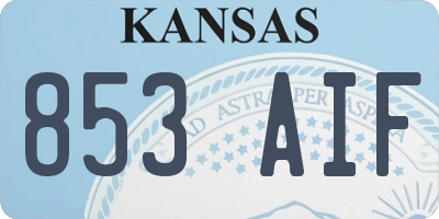 KS license plate 853AIF