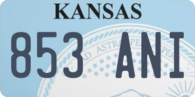 KS license plate 853ANI