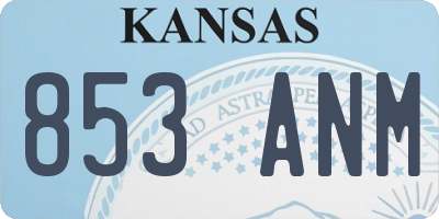 KS license plate 853ANM