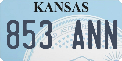 KS license plate 853ANN