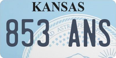 KS license plate 853ANS