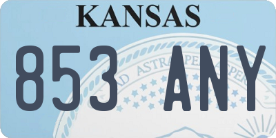 KS license plate 853ANY