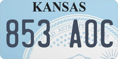 KS license plate 853AOC
