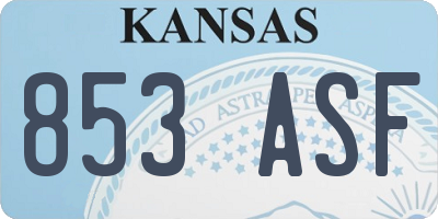 KS license plate 853ASF
