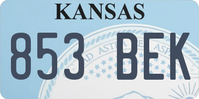 KS license plate 853BEK