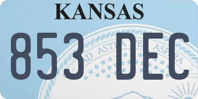 KS license plate 853DEC