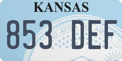 KS license plate 853DEF