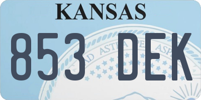 KS license plate 853DEK