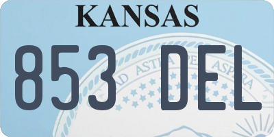 KS license plate 853DEL