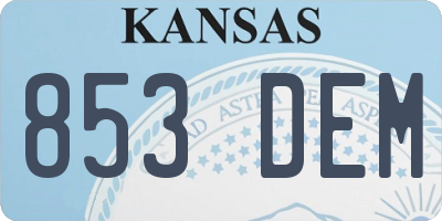 KS license plate 853DEM