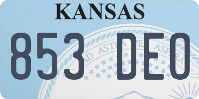 KS license plate 853DEO