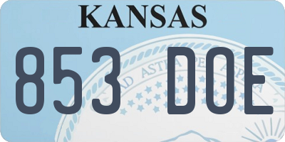 KS license plate 853DOE