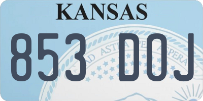 KS license plate 853DOJ