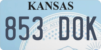 KS license plate 853DOK