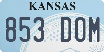 KS license plate 853DOM