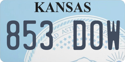 KS license plate 853DOW